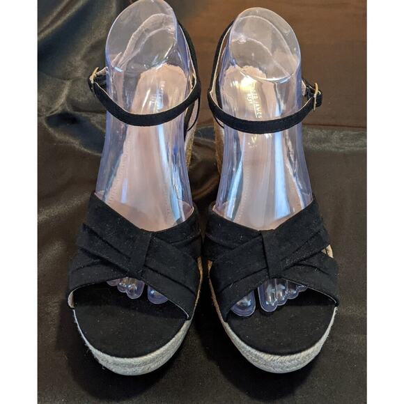 DRAPER JAMES RSVP Claire Women's Espadrille Wedge Sandals Sz 9 Black Ankle Strap - Picture 3 of 12